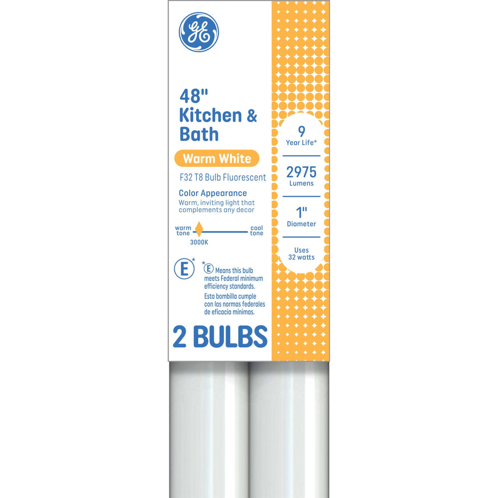 GE 32W T8 Kitchen & Bath Bulb - 2 Pk