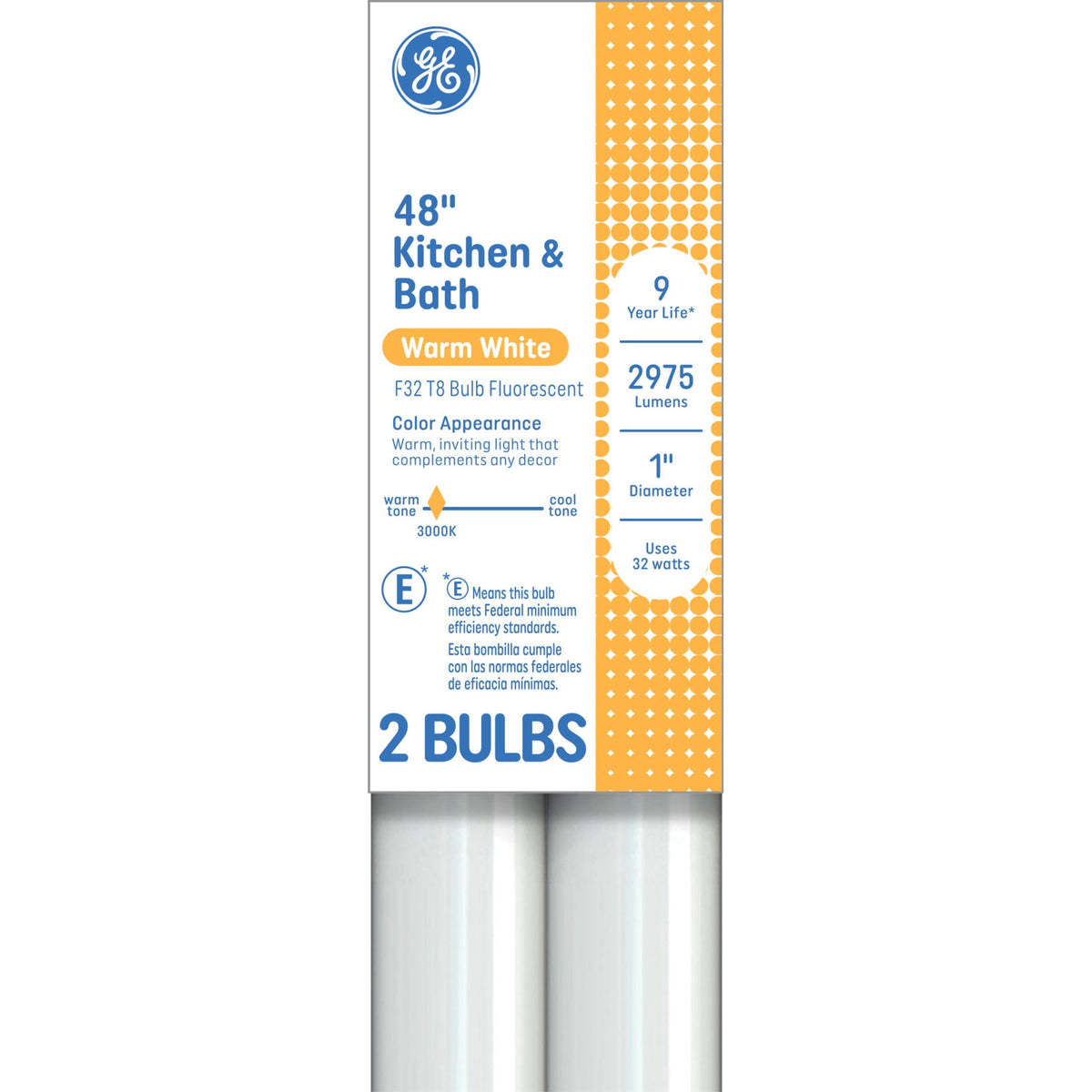GE 32W T8 Kitchen & Bath Bulb - 2 Pk - Product image 1