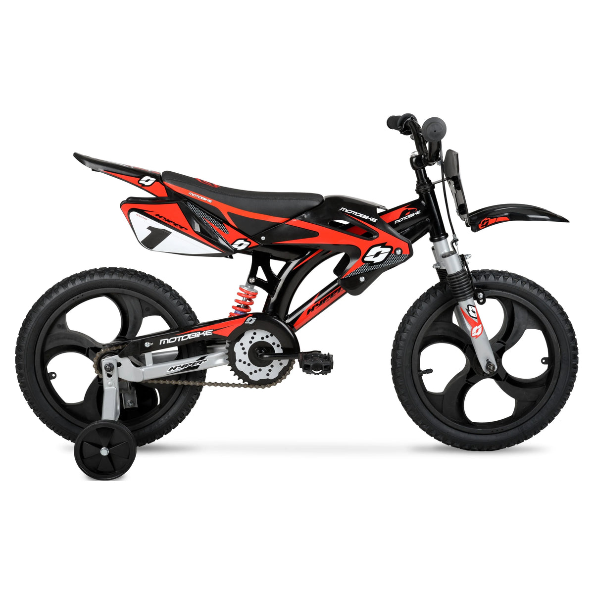 Hyper Bicycles 16" Kids Motobike with Mag Wheels, Including Training Wheels, Black/Red - Product image 6