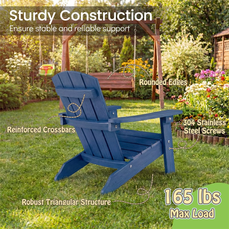Kids Adirondack Chair, All-Weather HIPS Outdoor Chair with Ergonomic High Backrest & Armrests - Product image 5