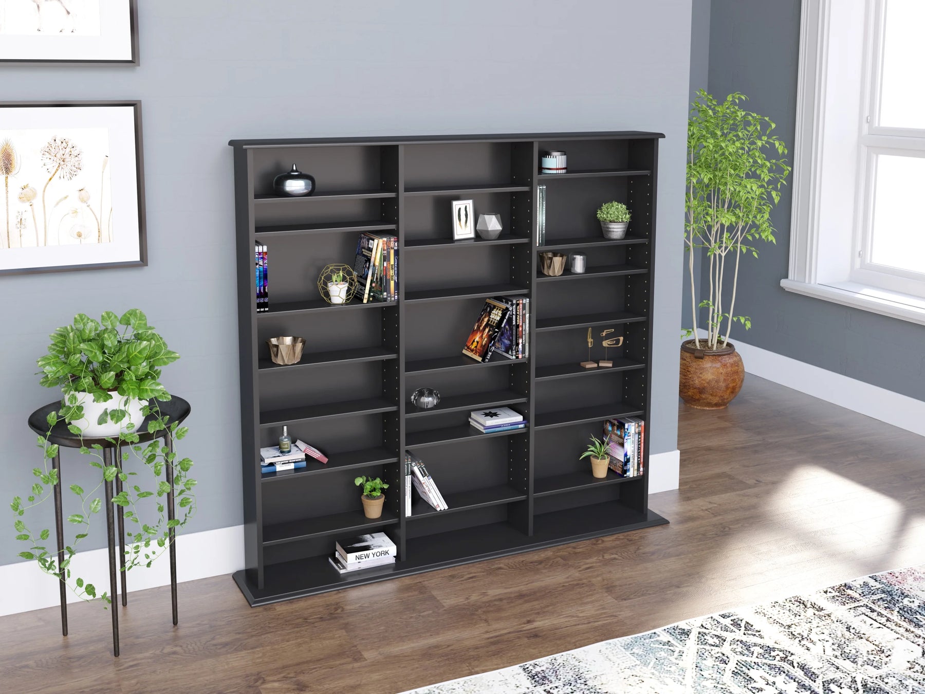 Prepac 51" Triple CD DVD Wall Media Storage Rack in Black - Product image 12