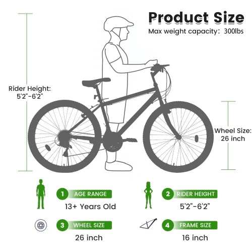 POWANLI 26" Mountain Bike for Women, 21 Speeds Mountain Bicycles with Dual Disc Brakes and 100mm Front Suspension, Pink(Gift)