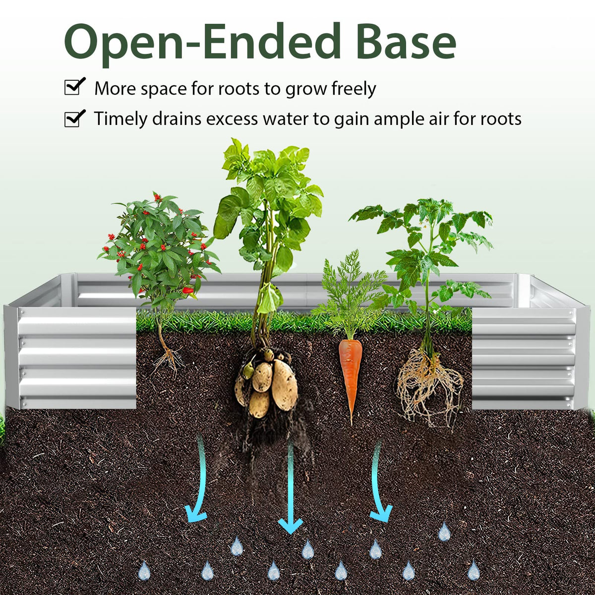 6FT x 3FT x 3FT Galvanized Bottomless Raised Garden Bed with Greenhouse, Dual 2-Tier Roll-Up Windows - Product image 6