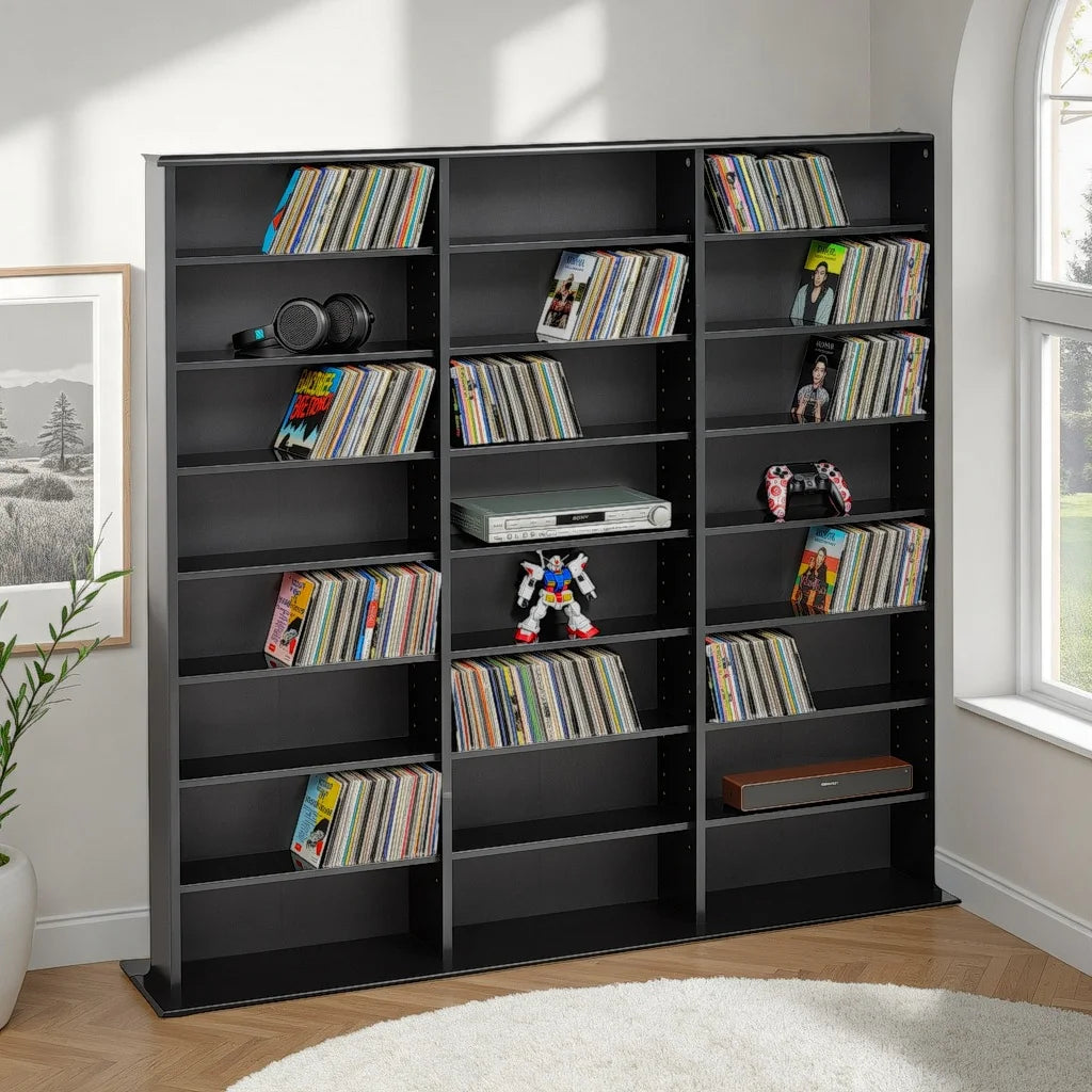 Prepac 51" Triple CD DVD Wall Media Storage Rack in Black - Product image 4