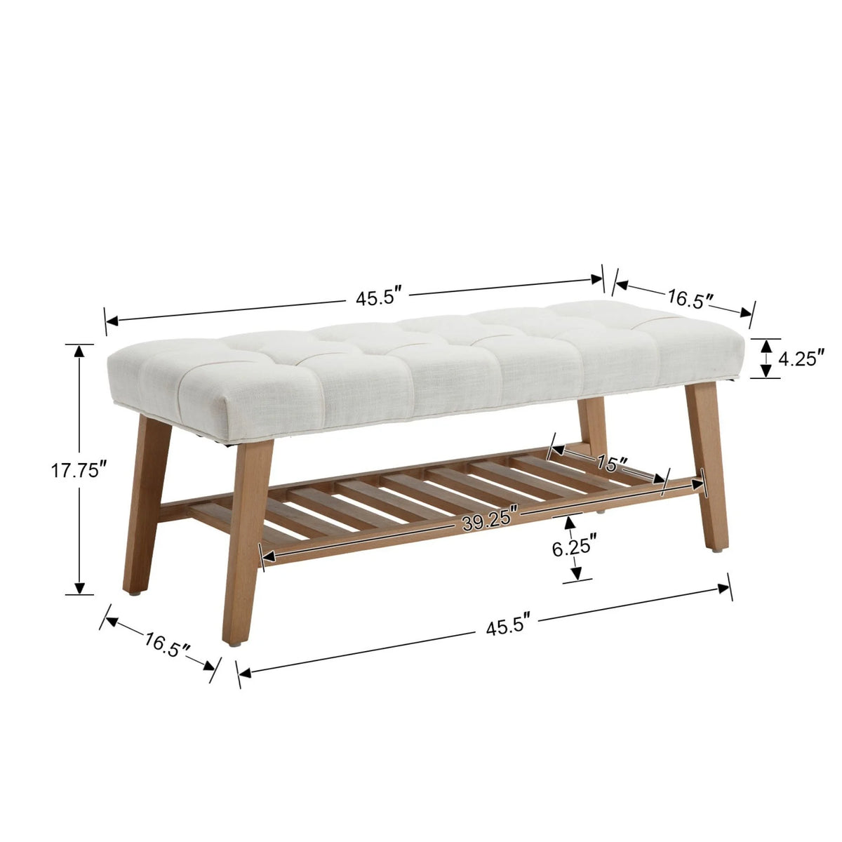 Dayalane Upholstered Storage Bench with Shoe Rack, Linen Fabric Entryway Bench for Living Room - Product image 8
