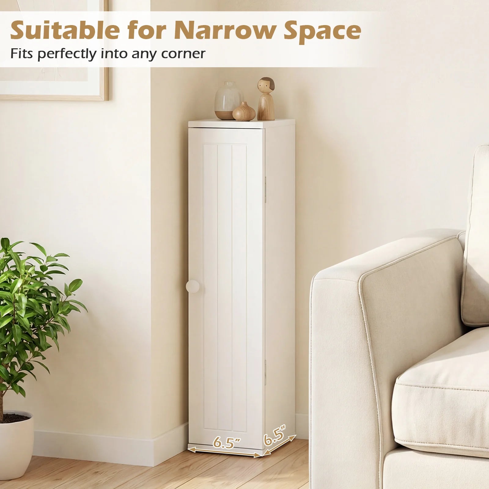 Tangkula Slim Bathroom Storage Cabinet with Door - Product image 4