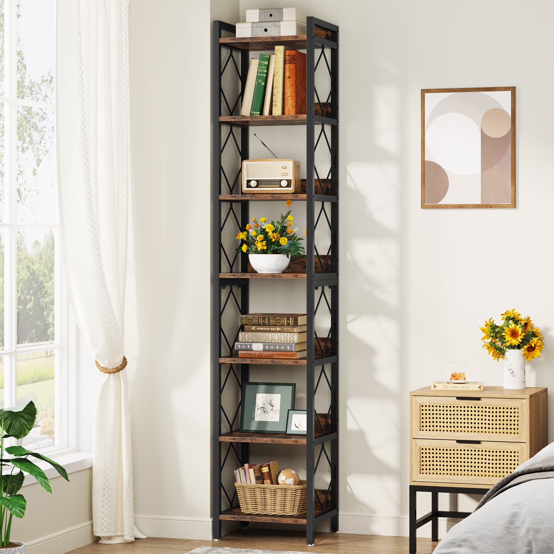 Tribesigns 78.7 in Tall Narrow Bookshelf, Freestanding 7 - Tier Bookcase - Product image 1