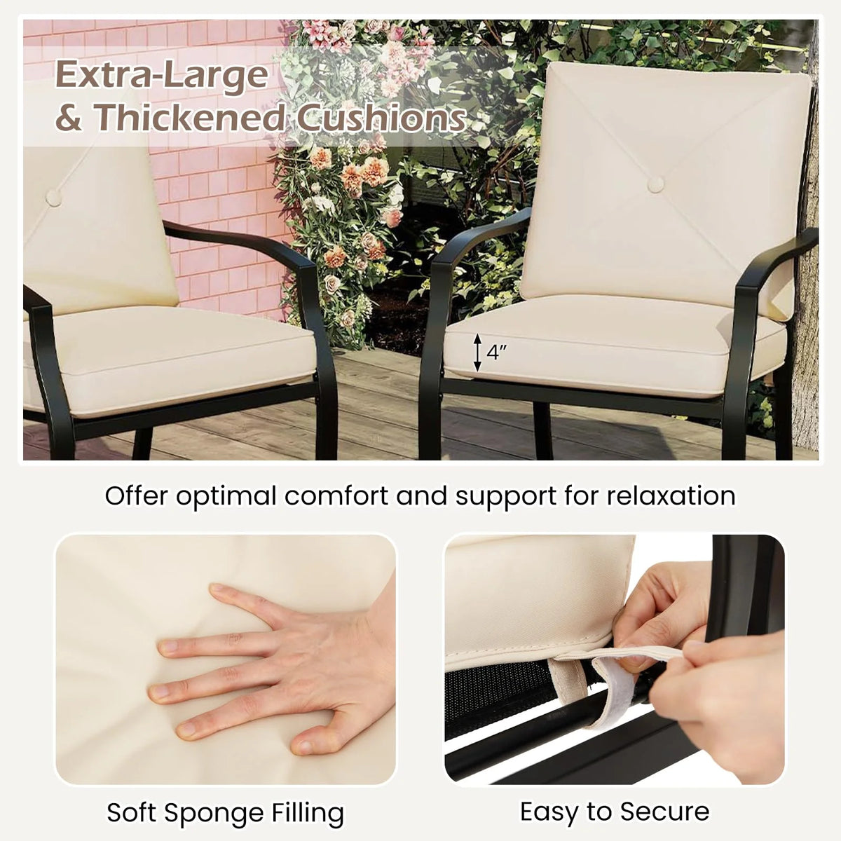 Tangkula Metal Outdoor Dining Chair Set of 2/4 Stackable Patio Chairs w/Armrests