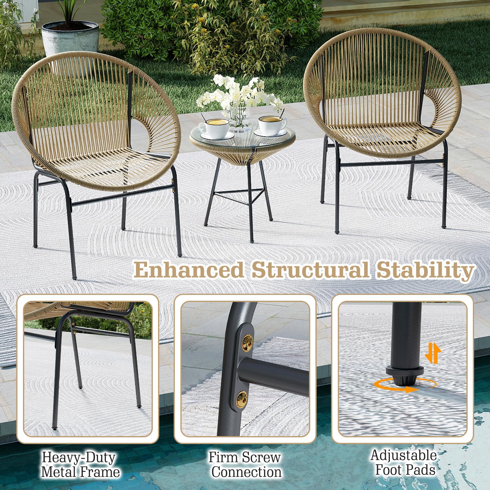 Tangkula 3 Piece Outdoor Patio Furniture Set - Product image 9