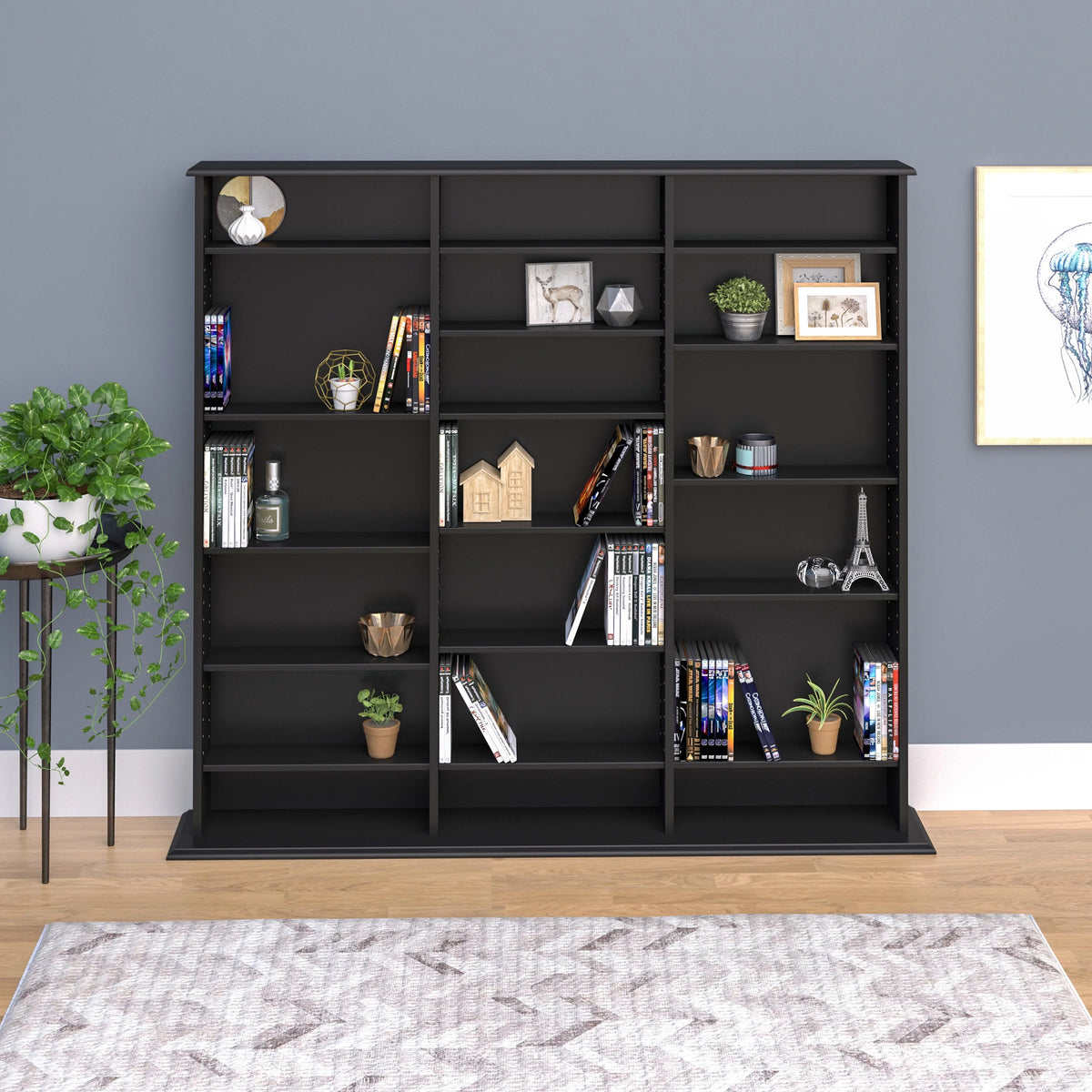Prepac 51" Triple CD DVD Wall Media Storage Rack in Black - Product image 8