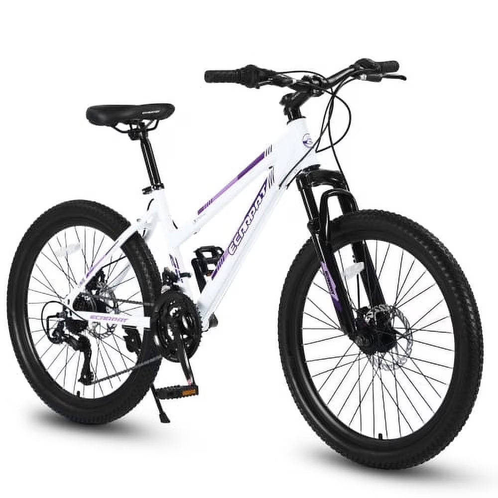 POWANLI 26" Mountain Bike for Women, 21 Speeds Mountain Bicycles with Dual Disc Brakes and 100mm Front Suspension, Pink(Gift)