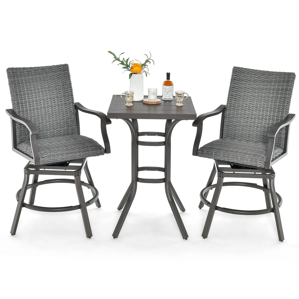 Tangkula 24 Inch Outdoor Bar Table, Patio Bar Height Table with Aluminum Tabletop & Heavy-Duty Metal Legs - Product image 3