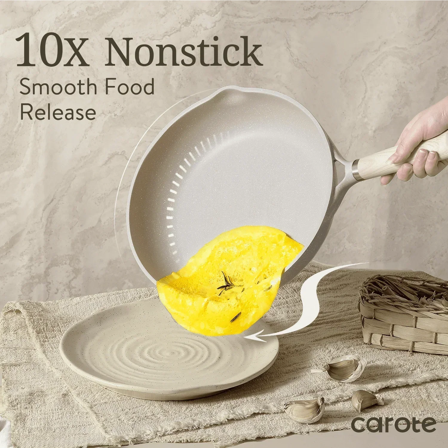 Non Stick Pots and Pans Set. 21 Pcs Induction Kitchen Cookware Sets (Beige Granite) - Product image 5