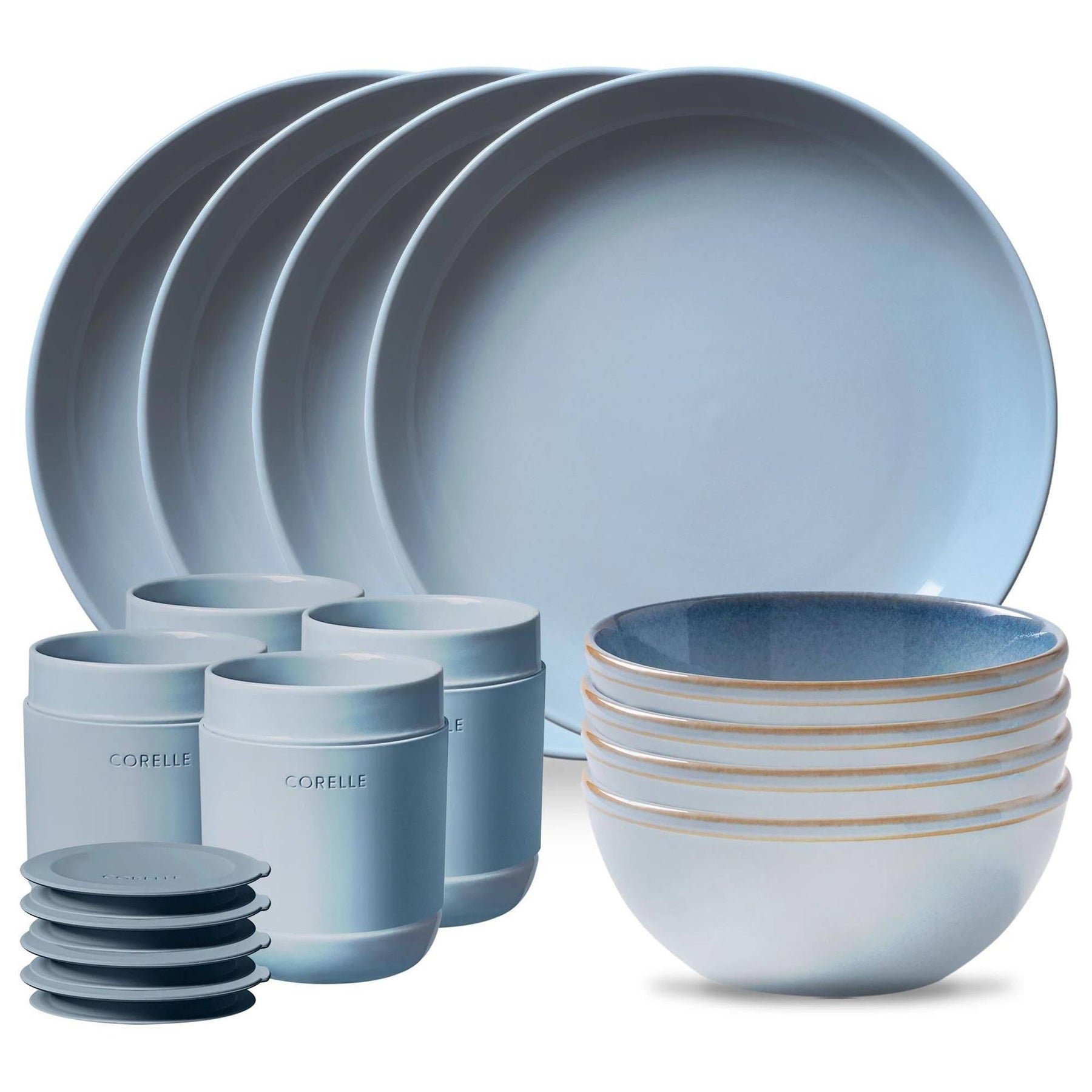 Corelle 16pc Stoneware Dinnerware Set Nordic Blue - Product image 1